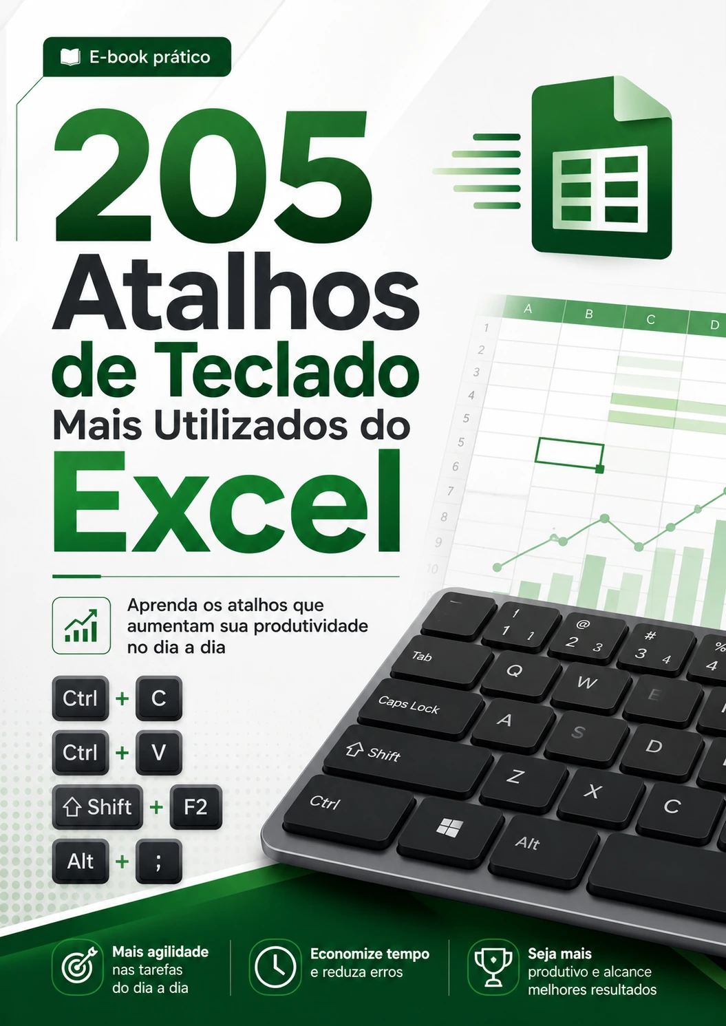 Capa do e-book 205 Atalhos de Teclado Mais Utilizados do Excel